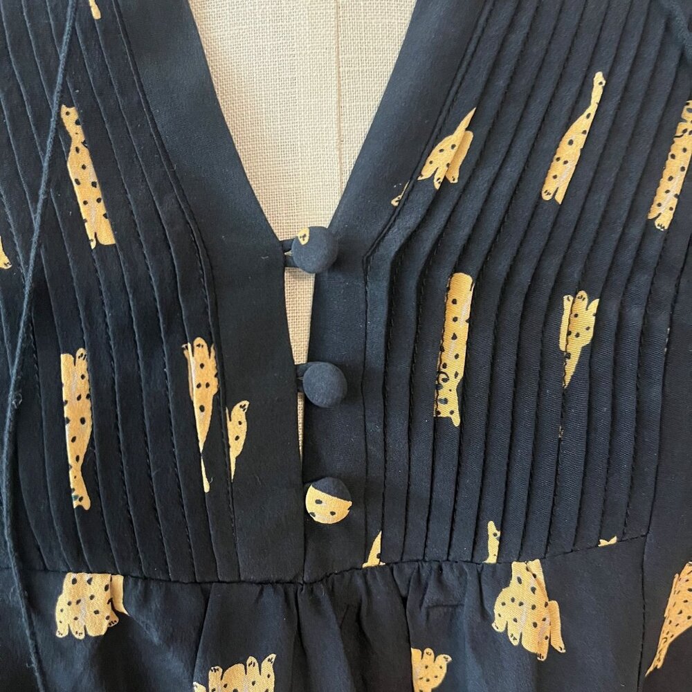 SEA NEW YORK Cheetah Silk Printed Blouse Size 2 - Picture 6 of 9